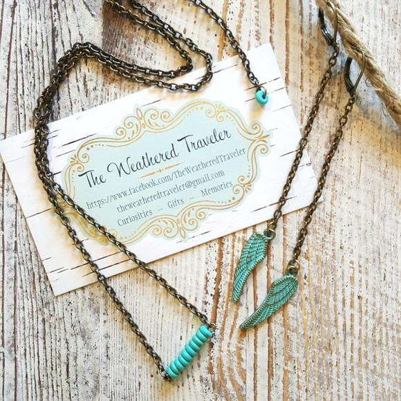 Free People Jewelry - Boho Necklace Blue Turquoise Bronze Tone